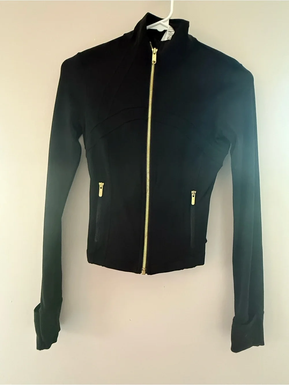 Black and Gold Lululemon cropped define jacket size 2